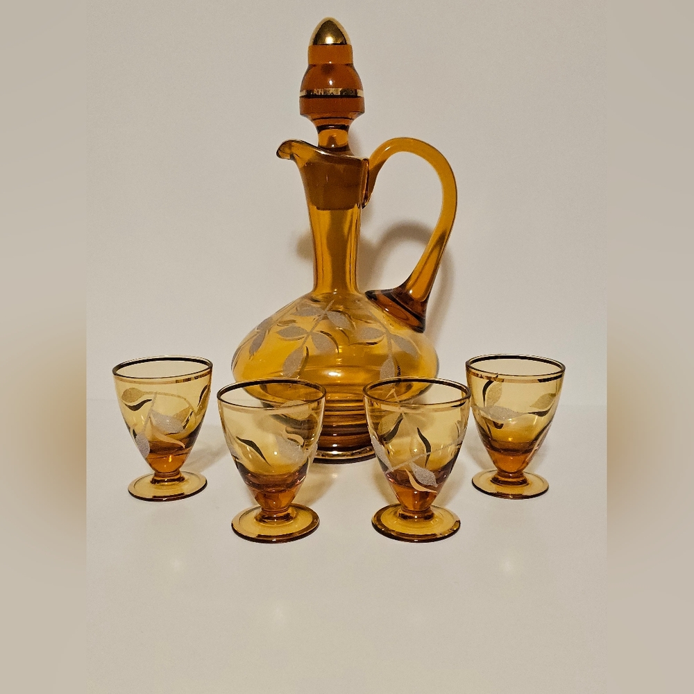 MCM Amber Decanter Set